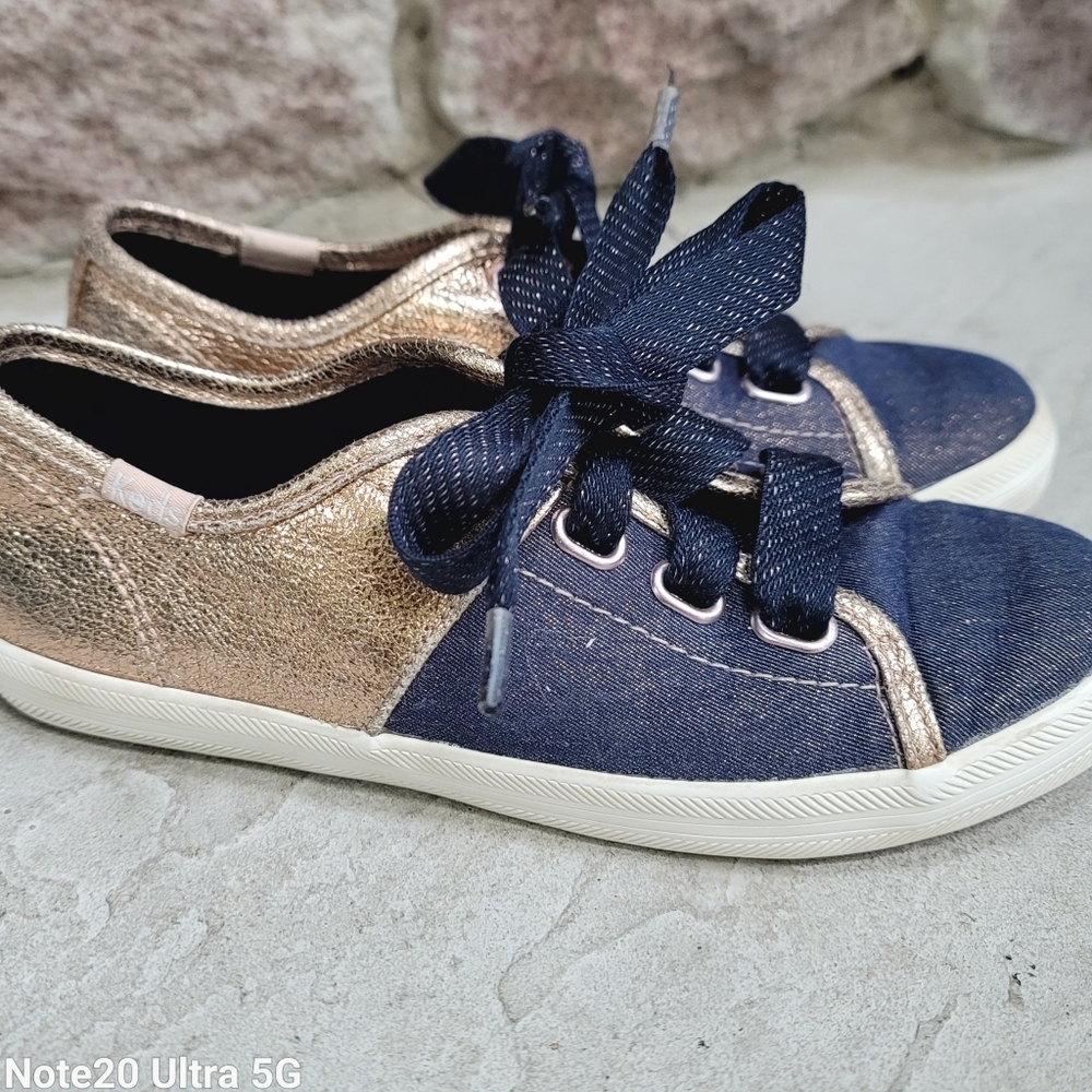 Keds Kickstart Split Rose Gold Navy Denim Unicorn Kids size US 1M, Like New